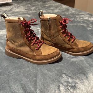 UGG Kids Brown Boots with Red Laces